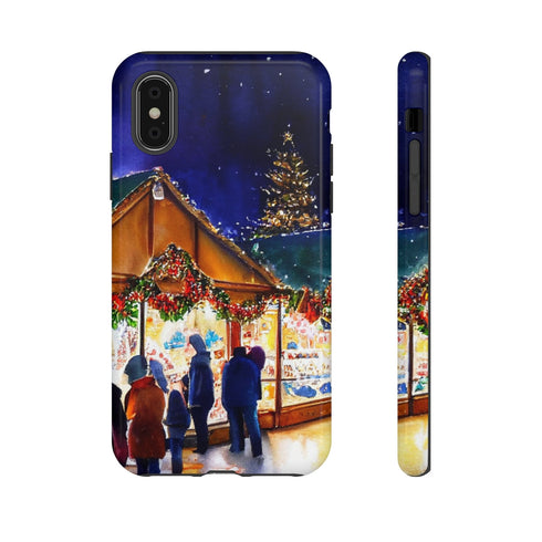 Shopping at the Christmas Market - Impact Resistant Phone Case iPhone XS Glossy
